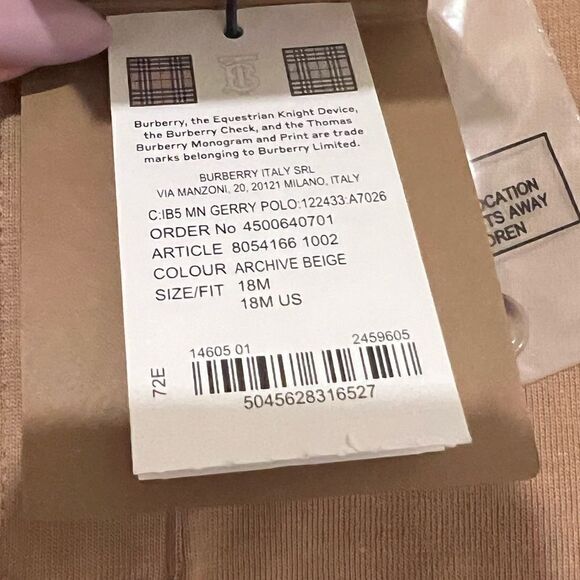 Burberry Beige & Black Checker Baby Polo, Long Sleeves, NWT, 18 mo - Picture 5 of 5
